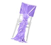 Geavonyg Satins Chair Covers Decoration Chiffons Caps For Bamboos Chairs Enhances Wedding Decoration Chiffons Ruffled Sash