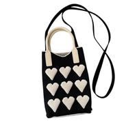 Geavonyg Stylish Love Knit Pattern Crossbody Bag Adjustable Strap for Women Comfortable Wear Spacious Interior Shoulder Bag Large Capacity