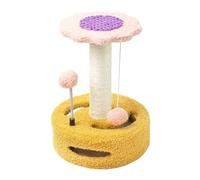 Geavonyg Vertical Pillar For With Track Balls Base Sunflower-shape Sisal Rope Post Dangling Balls Set Post