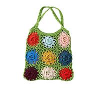 Geavonyg Women's Shoulder Handbags Country Crochet Bags Aesthetic Tote Bag Knitted Shopping Dating Girls Cute Handmade Knitted Handbag Women's Shoulder Bags Girls Colorful Crochet Tote Bag