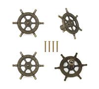 GEBAUM Furniture knobs, set of 4 vintage cabinet handles, cabinet knobs with 4 long screws, suitable for cupboards, wardrobes, dressers, bookshelves, drawers (ship ruder shape)
