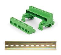 GEBAUM Row Terminals Top Hat Rail Set, 2.5 mm Wire Diameter | 14 Pin PCB Screw Terminals, with Top Hat Rail, for Electrical Connection, Circuit Conversion