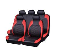 GEBBEM Car Seat Covers for Fiesta, 9 Pcs Full Sets Leather Non-Slip Waterproof Breathable Seat Protector Interior Accessories, Red