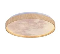 GEBBEM Moon Pattern Round Ceiling Light Creative Wood Grain Ceiling Lamp Dimmable LED Flush Mount Ceiling Lights for Bedroom, Kitchen, Children's Room (Color : Tricolor Light, Size : 56cm/22.0inch)