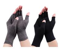 Gebell Rheumatoid Arthritis Gloves - Compression Gloves Fingerless Joint Pain Relief Hand Mitten Warmth Gloves Carpal Tunnel, M, Black A+gray a