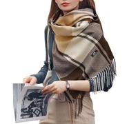 Gebell Women Tartan Scarf - Winter Plaid Blanket Scarves Long Soft Warm Tartan Check Scarfs Ladies Wool Spinning Tassel Shawl Stole UK