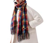 Gebell Women Tartan Scarf - Winter Plaid Blanket Scarves Long Soft Warm Tartan Check Scarfs Ladies Wool Spinning Tassel Shawl Stole UK