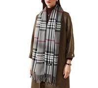 Gebell Women Tartan Scarf - Winter Plaid Blanket Scarves Long Soft Warm Tartan Check Scarfs Ladies Wool Spinning Tassel Shawl Stole UK