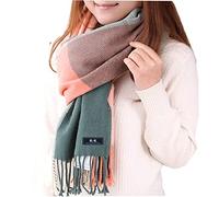Gebell Women Tartan Scarf - Winter Plaid Blanket Scarves Long Soft Warm Tartan Check Scarfs Ladies Wool Spinning Tassel Shawl Stole UK