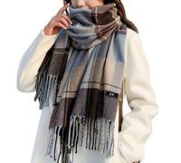Gebell Women Tartan Scarf - Winter Plaid Blanket Scarves Long Soft Warm Tartan Check Scarfs Ladies Wool Spinning Tassel Shawl Stole UK