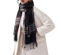 Gebell Women Tartan Scarf - Winter Plaid Blanket Scarves Long Soft Warm Tartan Check Scarfs Ladies Wool Spinning Tassel Shawl Stole UK