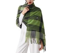 Gebell Women Tartan Scarf - Winter Plaid Blanket Scarves Long Soft Warm Tartan Check Scarfs Ladies Wool Spinning Tassel Shawl Stole UK