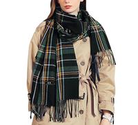 Gebell Women Tartan Scarf - Winter Plaid Blanket Scarves Long Soft Warm Tartan Check Scarfs Ladies Wool Spinning Tassel Shawl Stole UK