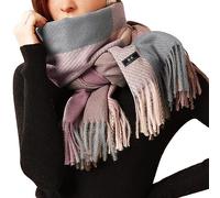 Gebell Women Tartan Scarf - Winter Plaid Blanket Scarves Long Soft Warm Tartan Check Scarfs Ladies Wool Spinning Tassel Shawl Stole UK