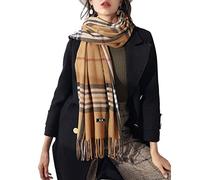 Gebell Women Tartan Scarf - Winter Plaid Blanket Scarves Long Soft Warm Tartan Check Scarfs Ladies Wool Spinning Tassel Shawl Stole UK