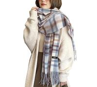 Gebell Women Tartan Scarf - Winter Plaid Blanket Scarves Long Soft Warm Tartan Check Scarfs Ladies Wool Spinning Tassel Shawl Stole UK