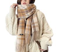 Gebell Women Tartan Scarf - Winter Plaid Blanket Scarves Long Soft Warm Tartan Check Scarfs Ladies Wool Spinning Tassel Shawl Stole UK