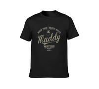 GEBELYU Men's Fashion T Shirts Muddy Waters Keep The Blues Alive Short Sleeves Black L