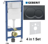 Geberit Alpha 01 Duofix 1.12 Wc Frame Concealed Cistern Black Chrome Plate Acoustic Mat 4 In 1 Set 458.039.00.2 + 115.035.qc.1