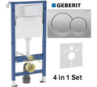 Geberit Alpha 01 Duofix 1.12 Wc Frame Concealed Cistern Matt Chrome Plate Acoustic Mat 4 In 1 Set 458.039.00.2 + 115.035.46.1