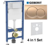 Geberit Alpha 01 Duofix 1.12 Wc Frame Concealed Cistern Red Gold Bronze Plate Acoustic Mat 4 In 1 Set 458.039.00.2 + 115.035.qa.1