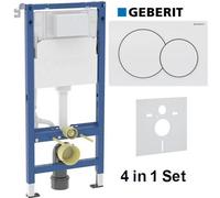 Geberit Alpha 01 Duofix 1.12 Wc Frame Concealed Cistern White Plate Acoustic Mat 4 In 1 Set 458.039.00.2 + 115.035.11.1