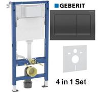 Geberit Alpha 1.12 Duofix Wc Frame Concealed Cistern Black Chrome Plate Acoustic Mat 4 In 1 Set 458.039.00.2 + 115.055.qc.1