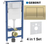 Geberit Alpha 1.12 Duofix Wc Frame Concealed Cistern Brass Flush Plate Acoustic Mat 4 In 1 Set 458.039.00.2 + 115.055.qe.1