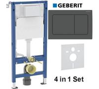 Geberit Alpha 1.12 Duofix Wc Frame Concealed Cistern Matt Black Plate Acoustic Mat 4 In 1 Set 458.039.00.2 + 115.055.14.1