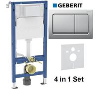 Geberit Alpha 1.12 Duofix Wc Frame Concealed Cistern Matt Chrome Plate Acoustic Mat 4 In 1 Set 458.039.00.2 + 115.055.46.1