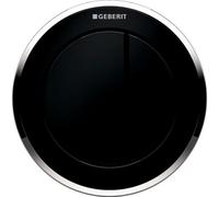 Geberit Bathroom Round Pneumatic Remote Concealed Actuator Dual Flush Button 100X100mm Black Gloss Chrome Finish 116.056.km.1