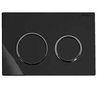Geberit Cover Plate Omega 20, 115.085.KM.1, 2 Dual Flush, Black/Polished Chrome Alloy Finish