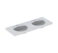 Geberit Double Basin Preciosa 2 Tap Holes With Overflow 1300x200x550mm White