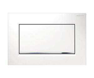 Geberit Modern Bathroom Rectangular Front Actuation Single Flush Plate 246mm White Gloss Chrome With Mounting Frame 115.893.kj.1