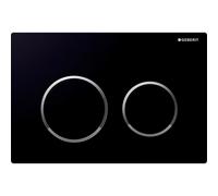 Geberit Cover Plate Omega 20, 115.085.KM.1, 2 Dual Flush, Black/Polished Chrome Alloy Finish