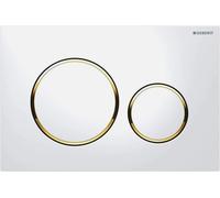 Geberit Omega20 Round Dual Flush Plate - White/Gold Plated - 115.085.KK.1