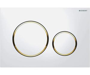 Geberit Omega20 Round Dual Flush Plate - White/Gold Plated - 115.085.KK.1