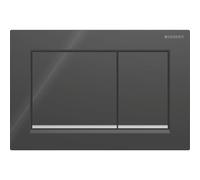 Geberit Omega20 Square WC Dual Flush Plate - Black & Chrome - 115.080.KM.1
