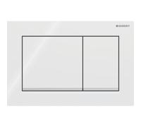 Geberit Omega20 Square WC Dual Flush Plate - White & Gloss Chrome - 115.080.KJ.1