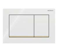 Geberit Omega20 Square WC Dual Flush Plate - White & Gold - 115.080.KK.1