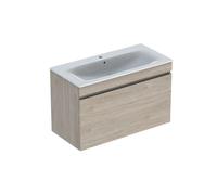 Geberit Renova Plan 1000mm One Drawer Wall Hung Vanity Unit With Basin - Light Hickory Finish: Light Hickory