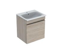 Geberit Renova Plan 600mm Slim Rim Wall Hung Vanity Unit With Basin - Light Hickory Finish: Light Hickory