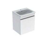 Geberit Renova Plan 600mm Slim Rim Wall Hung Vanity Unit With Basin - White High Gloss Finish: White High Gloss
