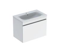 Geberit Renova Plan 800mm Slim Rim Wall Hung Vanity Unit With Basin - White High Gloss Finish: White High Gloss
