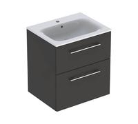 Geberit Selnova Square S 600mm Two Drawer Wall Hung Vanity Unit With Basin - Lava Finish: Lava