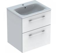 Geberit Selnova Square S 600mm Two Drawer Wall Hung Vanity Unit With Basin - White Finish: White