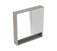 Geberit Selnova Square S Two Door Wall Hung Mirror Cabinet - 850mm x 588mm - White Finish: White, Please Select Size: 850mm x 588mm