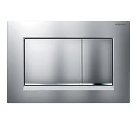 Geberit Sigma 30 (2 flushes, Front Actuation, Plate + Buttons matt Chrome, Stripes) 115883JQ1, 24.6 x 16.4 x 1.2 cm