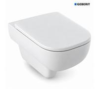 Geberit Smyle White Wall-Hung Toilet Wc Pan With Soft-Close Angular-Edge Duroplast Seat, 540mm Projection