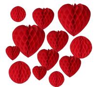GEBETTER 12 Red Paper Heart & Round Honeycomb Balls Valentine's Day Decorations Wedding Anniversary Party Decors